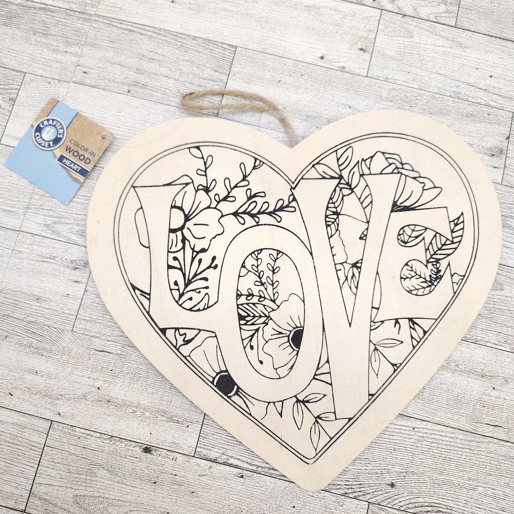 Unfinished Wood Heart LOVE Floral Wall‎ Decor Craft Plaque Crafters Closet NEW